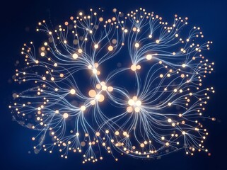 Obraz premium Glowing neural network branches out with vibrant connections and nodes