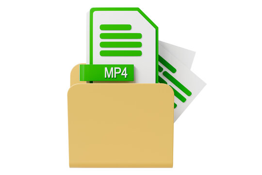 3d video file folder icon. media storage concept. minimal cartoon folder papers label for video archive and cloud backup. isolated on white transparent background. 3d render.