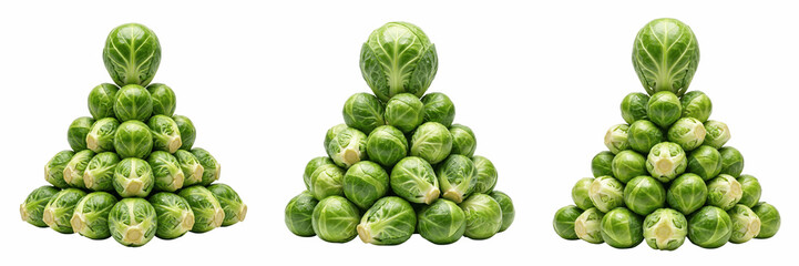 Fototapeta premium Fresh brussels sprouts pile isolated on transparent background, green vegetable healthy food