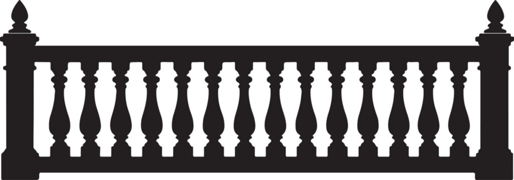 classic wooden balustrade railing design silhouette vector