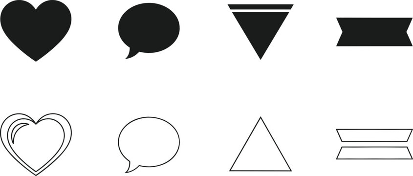 Geometric shapes with solid and outline versions illustration for design and symbol vector projects