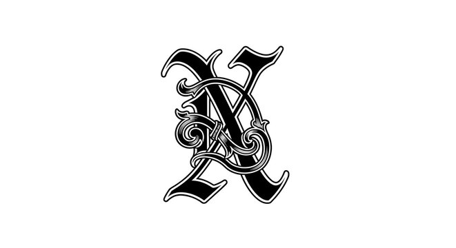 Elegant black and white interwoven letters forming a classic decorative monogram, perfect for luxury branding or sophisticated design projects with a vintage aesthetic