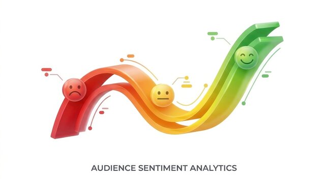 Audience sentiment graph clipart, analytics element, isolated on white background