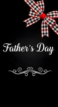 Happy Father's Day Greeting with Green Striped Tie and Red Flower Illustration on White Background, Vertical Composition