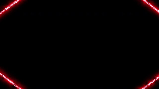 Animated glowing neon fire frame for webcam border overlay on black background perfect for streaming, gaming, live video, and digital motion graphic design.