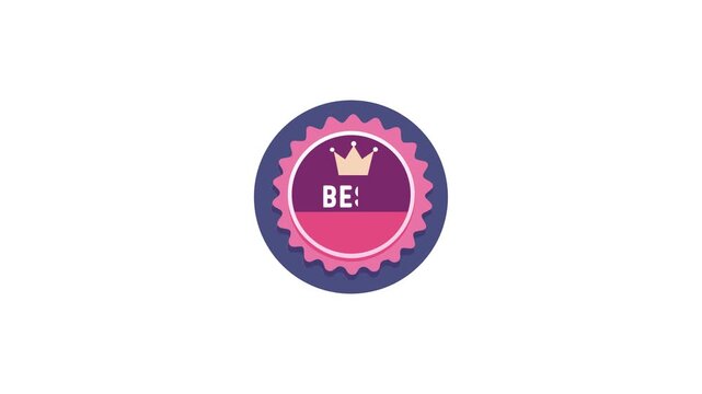 Best price badge animation with crown icon, discount label motion graphic, sale offer sticker on clean background