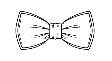 Fototapeta premium Simple black and white line art illustration of a classic formal bow tie for fashion design or coloring activities.