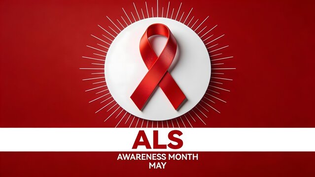 Red ribbon symbolizes ALS awareness during May, a critical month dedicated to education and support