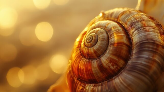 Snail shell in macro detail with amber and umber coloring