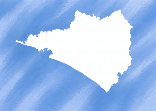 Colima Mexico state map silhouette on blue watercolor background