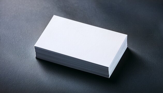 blank white textured business cards in stack on neutral surface