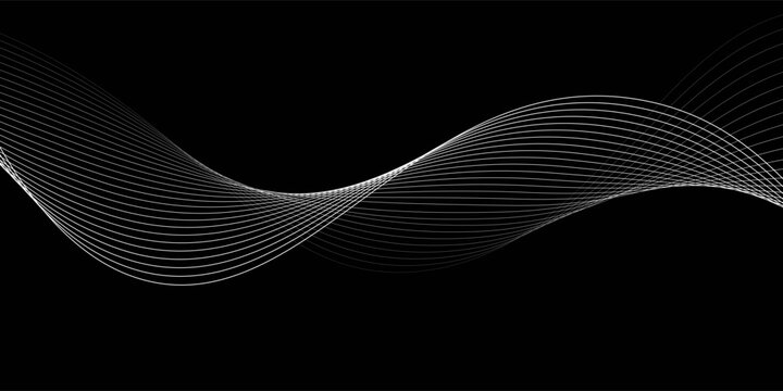 Black abstract backround with white curve line for backdrop or presentation