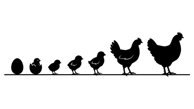 Chicken Growth Stages From Egg to Hen Silhouette Vector