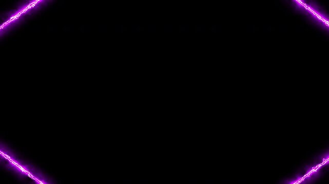Animated glowing neon fire frame for webcam border overlay on black background perfect for streaming, gaming, live video, and digital motion graphic design.