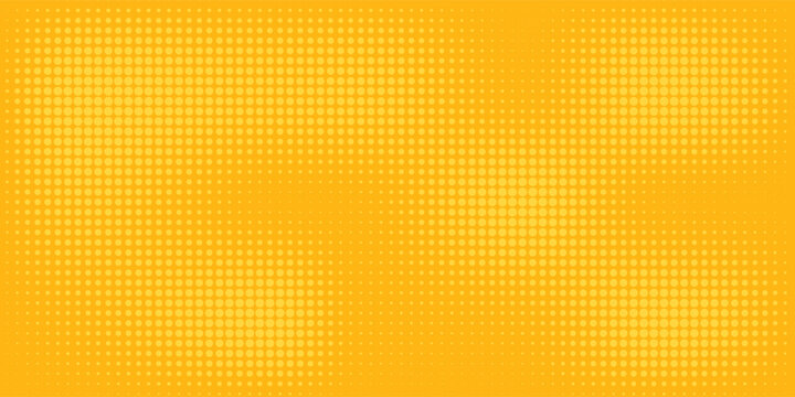 Yellow Halftone Dotted Gradient Background With Retro Comic Texture.