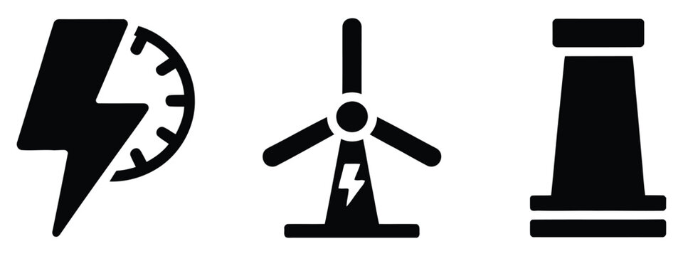 High quality vector of high quality vector of set of energy and power generation icons.