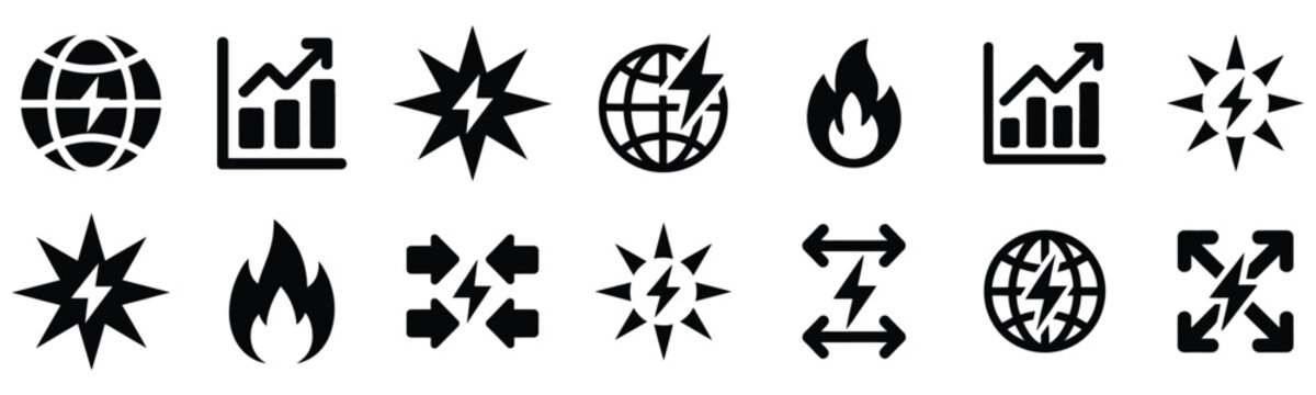 High quality vector of high quality vector of set of energy and business performance icons.