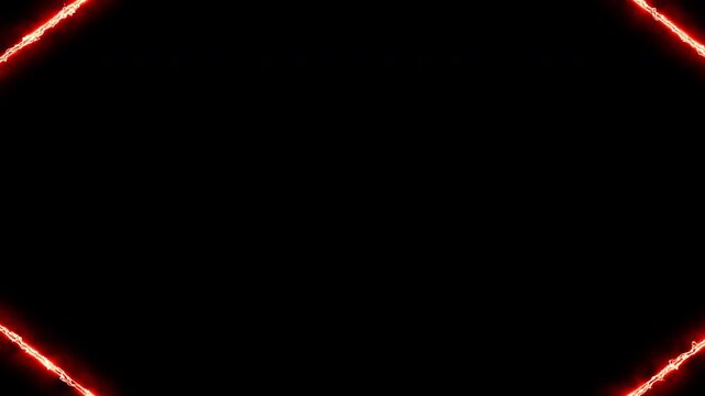 Animated glowing neon fire frame for webcam border overlay on black background perfect for streaming, gaming, live video, and digital motion graphic design.