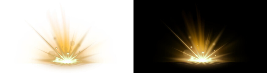 Obraz premium PNG image of Stunning golden light burst effect radiating upwards with sparkling particles on transparent background. on transparent background