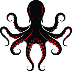 Black octopus with colorful dots on tentacles in vector style © AlAminHosssain