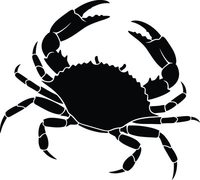 Black and white vector illustration of a crab
