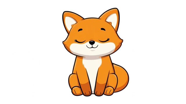 Cute Orange Fox Flat 2D Vector Cartoon
