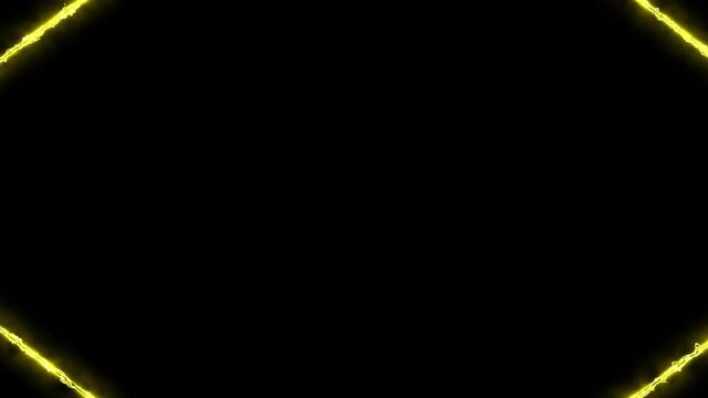 Animated glowing neon fire frame for webcam border overlay on black background perfect for streaming, gaming, live video, and digital motion graphic design.