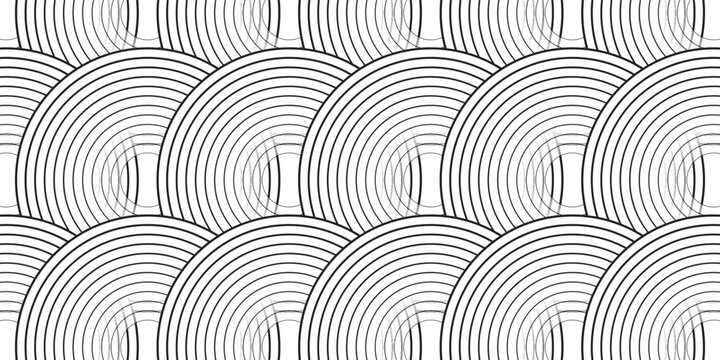 Abstract gold circle lines on dark background. Geometric stripe line art design.