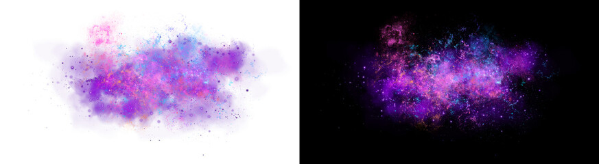Fototapeta premium PNG image of&nbsp;Vibrant purple nebula cloud with glowing particles and dust isolated on transparent background
