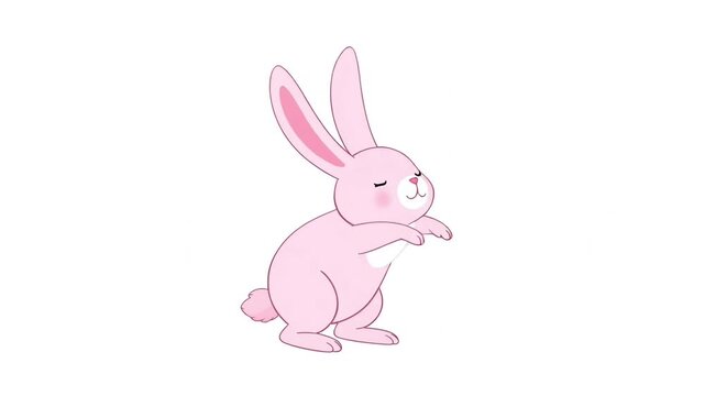 Cute Jumping Rabbit Flat Cartoon Vector Illustration