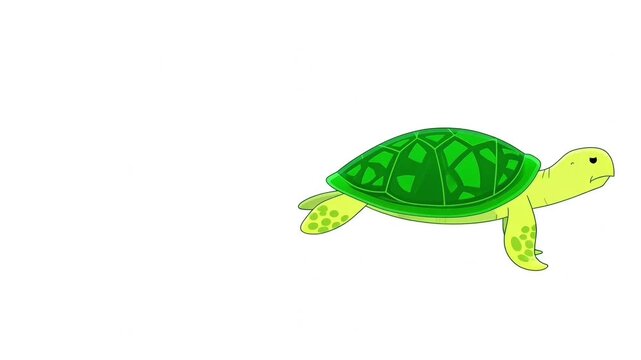 Minimal Sea Turtle Swimming Flat Vector Illustration
