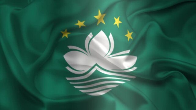Flag of Macao, Macao 3D Animation flag waving in the wind. 4K Macao Flag Animation waving with fabric texture.
