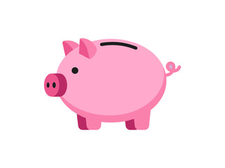 Fototapeta premium Pink piggy bank icon vector illustration isolated on white background, money savings and financial planning concept for investment and banking wealth