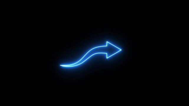 Animated glowing neon,the right arrow, instruction on white background.Abstract glowing neon the right instruction icon animation on black background.