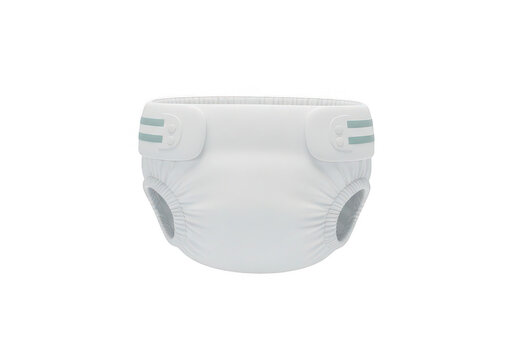 Clean White 3D Realistic Baby Diaper Mockup for Newborn Hygiene and Infant Care Product Branding and Commercial Presentation, Isolated on Transparent Background.