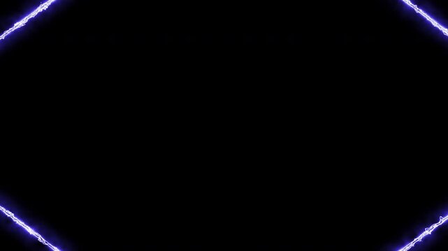 Neon looped light frame for game streaming video on a transparent background. Neon border overlay animation for twitch and live stream