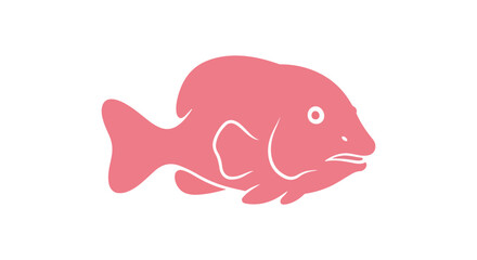 Fototapeta premium Pink fish icon, salmon colored illustration, sea creature symbol