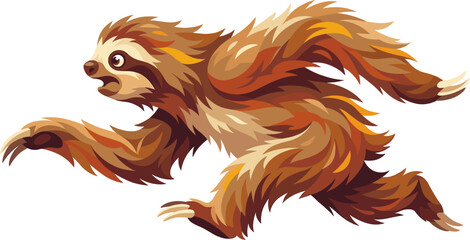 Fototapeta premium Funny fast sloth running in a hurry illustration