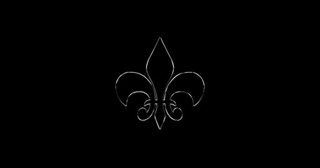 Royal heraldic emblem Golden Fleur-de-Lis Symbol on black background shining. Luxury symbol representing loyalty and nobility Lily symbol ornamental coat of arms. European French Baroque logo. © PhoenixStock