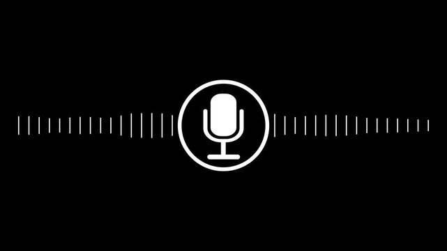 Abstract a beautiful voice recording and mic microphone button icon animation.voice recording,mic microphone button on black background.