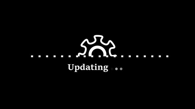 A sitting with updating bar animation on black background.Abstract white Updating bar animation,with sitting animation on black background.