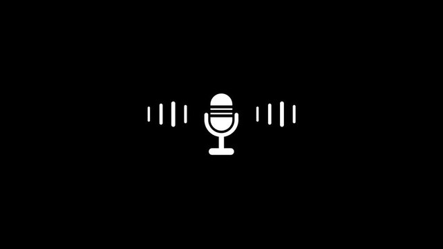 Abstract a beautiful voice recording and mic microphone button icon animation.voice recording,mic microphone button on black background.
