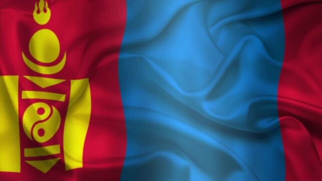Flag of Mongolia, Mongolia 3D Animation flag waving in the wind. 4K Mongolia Flag Animation waving with fabric texture.
