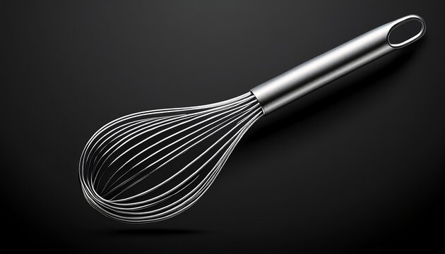 silver whisk silhouette on black background kitchen utensil