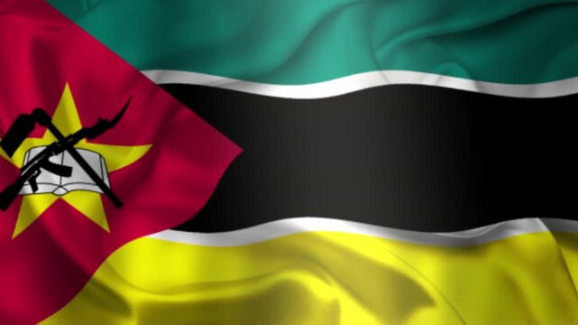 Flag of Mozambique, Mozambique 3D Animation flag waving in the wind. 4K Mozambique Flag Animation waving with fabric texture.
