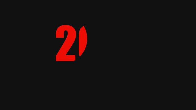 Red countdown timer 3-2-1 motion animation