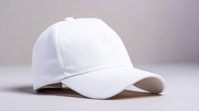 White baseball cap showcasing blank design for branding and customization, presenting a clean fashion accessory mockup