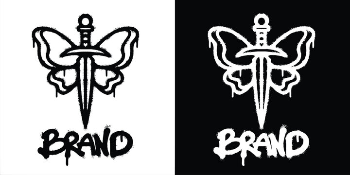 Sword Butterfly Urban graffiti style logo