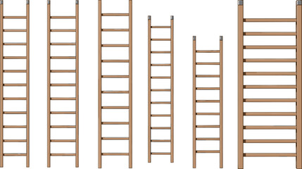 Wooden Ladder Set in Various Sizes for Home Improvement, Construction, and Tool Illustrations © MdRaisul