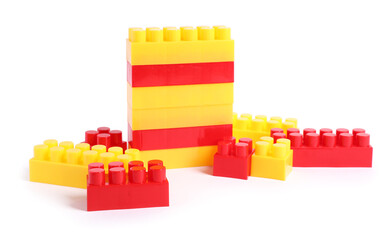Fototapeta premium Colorful building blocks isolated on white. Child's toy